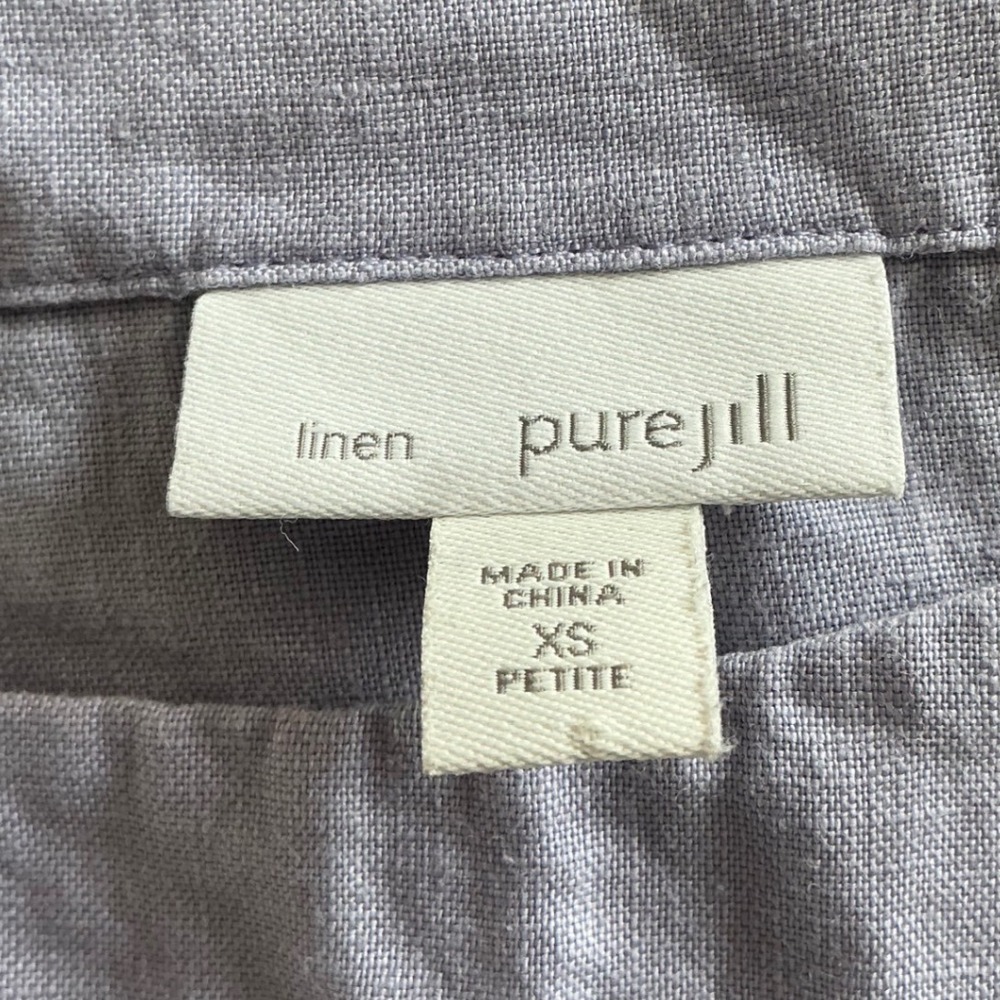 Jill J. Jill Linen Top‎ Periwinkle Blue Boxy Boat Neck Blouse XS Petite - Picture 3 of 4